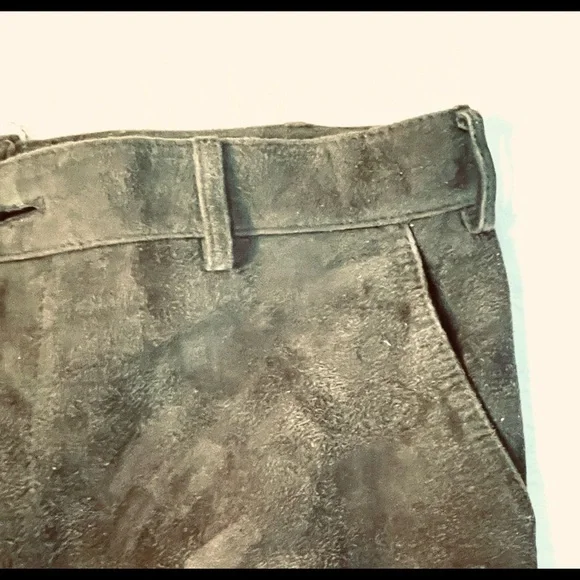 Men’s dark green suede trousers, 34 waist. Made by Cypress Grove. Not jeans cut - Picture 3 of 5